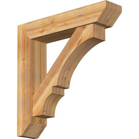 Ekena Millwork Balboa Slat Rough Sawn Bracket w/ Offset Brace, Western Red Cedar, 8"W x 38"D x 38"H BKT0806X38X38BOA06RWR